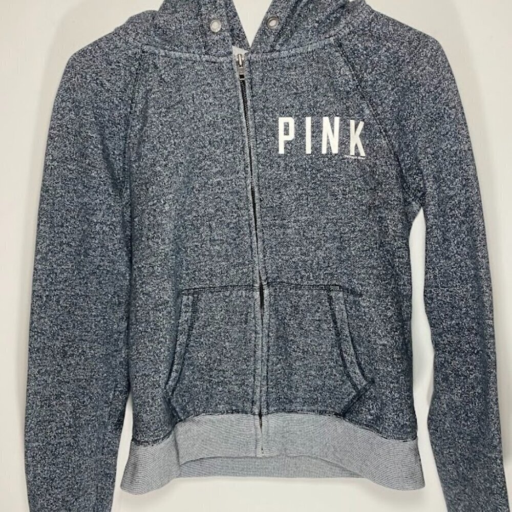 PINK Heather Grey Full Zip Hoodie